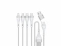 4smarts USB-Ladekabel USB-C/A Multi-Ladekabel 4in2 1.2 m, Weiss