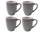 Bitz Kaffeetasse 300 ml, 4 Stück, Grau/Pink, Material: Steinzeug