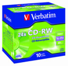 Verbatim CD-RW 24x, 700MB, 24x, 10 Pack Jewel Case, Scratch Resistant