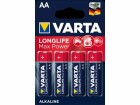 Varta Batterie Alkaline LONGLIFE Max Power, Mignon, AA, LR6, 1.5V / 2970mAh, 3 Pack Bundle