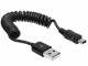 DeLock USB-mini-Spiralkabel 20-60cm, A-MiniB(5-Pol), USB