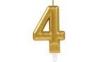 Amscan Zahlenkerze Nummer 4, 1 Stück, Detailfarbe: Gold