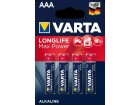 Varta Batterie Alkaline LONGLIFE Max Power, Micro ,AAA, LR03, 1.5V / 1260mAh, 5 Pack Bundle
