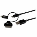 StarTech.com - 1m Black Lightning or 30-pin Dock or Micro USB to USB Cable