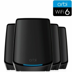 Orbi 860 Serie Tri-Band WiFi 6 Mesh-System, 6 Gbit/s, 4er-Set, schwarz