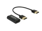 DeLock Adapterkabel HDMI, VGA Metalgehäuse, Schwarz, Kabeltyp