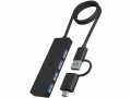 RaidSonic ICY BOX USB-Hub IB-HUB1424-C3 4-Port, Stromversorgung: USB