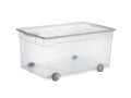 Rotho Aufbewahrungsbox 63 l mit Rollen, Transparent, Breite: 40