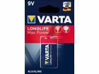 Varta Batterie Alkaline LONGLIFE Max Power, E-Block, 9V, 6LR61, 9.0V / 580mAh, 3 Pack Bundle