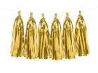Partydeco Girlande Quasten 1.5 m, Gold, 12 Pompons, Detailfarbe