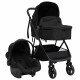 vidaXL 3-in-1 Kinderwagen Anthrazit und Schwarz Stahl