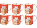 Mila Kaffeetasse Cuddly Cats 280 ml, 6 Stück, Rot