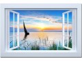 Dameco LED Bild Canvas Fenster auf See