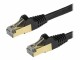 StarTech.com - 1m CAT6A Ethernet Cable, 10 Gigabit Shielded Snagless RJ45 100W PoE Patch Cord, CAT 6A 10GbE STP Network Cable w/Strain Relief, Black, Fluke Tested/UL Certified Wiring/TIA - Category 6A - 26AWG (6ASPAT1MBK)