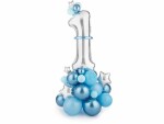 Partydeco Luftballon Zahl «1» Blau/Silber, 90 x 140 cm
