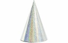 Partydeco Partyhüte holografisch Silber, 16 x 10 cm, 6