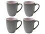 Bitz Kaffeetasse 300 ml, 4 Stück, Grau/Pink, Material: Steinzeug