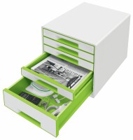Leitz Schubladenbox WOW Cube A4 5214-20-54 weiss/grün, 5
