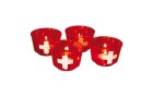Haushaltsware Windlicht Schweizerkreuz 4 Stück, Detailfarbe: Rot, Weiss