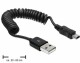 DeLock USB-mini-Spiralkabel 20-60cm, A-MiniB(5-Pol), USB