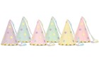 Partydeco Partyhüte Sterne pastellfarbig, 14.5 x 10 cm, 6