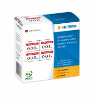 HERMA     HERMA Anlage-Nummern 22x15mm 4832 rot/schwarz, 0-999