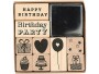 Rico Design Stempelset Happy Birthday mit Kissen schwarz, Motiv