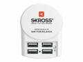 SKROSS USB-Wandladegerät Euro, 4 x USB-A, 24 W, Weiss