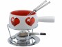 Kadastar Käsefondue-Set Small Swiss Love 5 Teile, Rot/Weiss