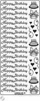 URSUS     URSUS Kreativ Sticker 59110011 Happy Birthday silber