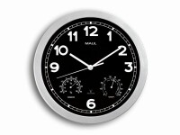 Maul Wanduhr MAULdrive Ø 30 cm Schwarz/Silber, Form: Rund