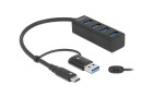 DeLock USB-Hub 3.0 Typ-C, Stromversorgung: USB, Anzahl Ports: 4