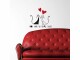 Crearreda Wandtattoo Love and Cats, Detailfarbe: Schwarz, Rot