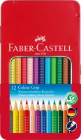 FABER-CASTELL Farbstifte Colour Grip 112413 12 Farben Metalletui, Kein