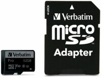 Verbatim Micro SDHC Pro U3 32GB 47041 Read 90MB/sec