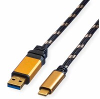 Roline USB-A-C, Lade & Datenkabel 11.02.9013 Gold, ST/ST, 3.2