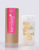 kerzilein Rustikkerze - ALLES LIEBE ZUR HOCHZEIT weiss/gold