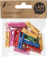 I AM CREATIVE Holzklammern 1301.18 bunt, 35x8mm, 20 Stück, Kein