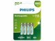 Philips Akku Akku Rechargeable AAA 4 StÃ¼ck, Spannung: 1.2
