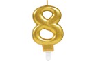 Amscan Zahlenkerze Nummer 8, 1 Stück, Detailfarbe: Gold