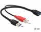 DeLock USB3.0 Y-Kabel, 2x A - A, 30cm, SW