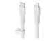 BELKIN FLEX LIGHTNING/USB-C CBL FAST C SILICONE CABLE SUPPORTS