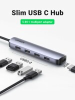 UGREEN USB-C Hub 5in1, Silver 20197 HDMI,4xUSB-A, Kein