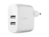 BELKIN DUAL USB-A CHARGER CAR 24W WHITE