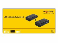 DeLock USB-Switch USB3.0, 2 Port 2x2Matrix Umschalttasten, Anzahl