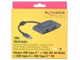 DeLock Adapter USB-C - VGA, USB 3.0 Schwarz, Kabeltyp