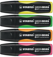 STABILO Textmarker GREEN BOSS 2-5mm 6070/04 4-farbig ass., Kein