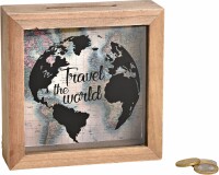 ROOST Sparkasse Travel the World 10040874 Holz, Glas 15x15x5cm