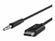 RockStar 3.5mm Audio Cable with USB-C Connector, 1.8m - black