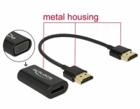 DeLock Adapterkabel HDMI, VGA Metalgehäuse, Schwarz, Kabeltyp